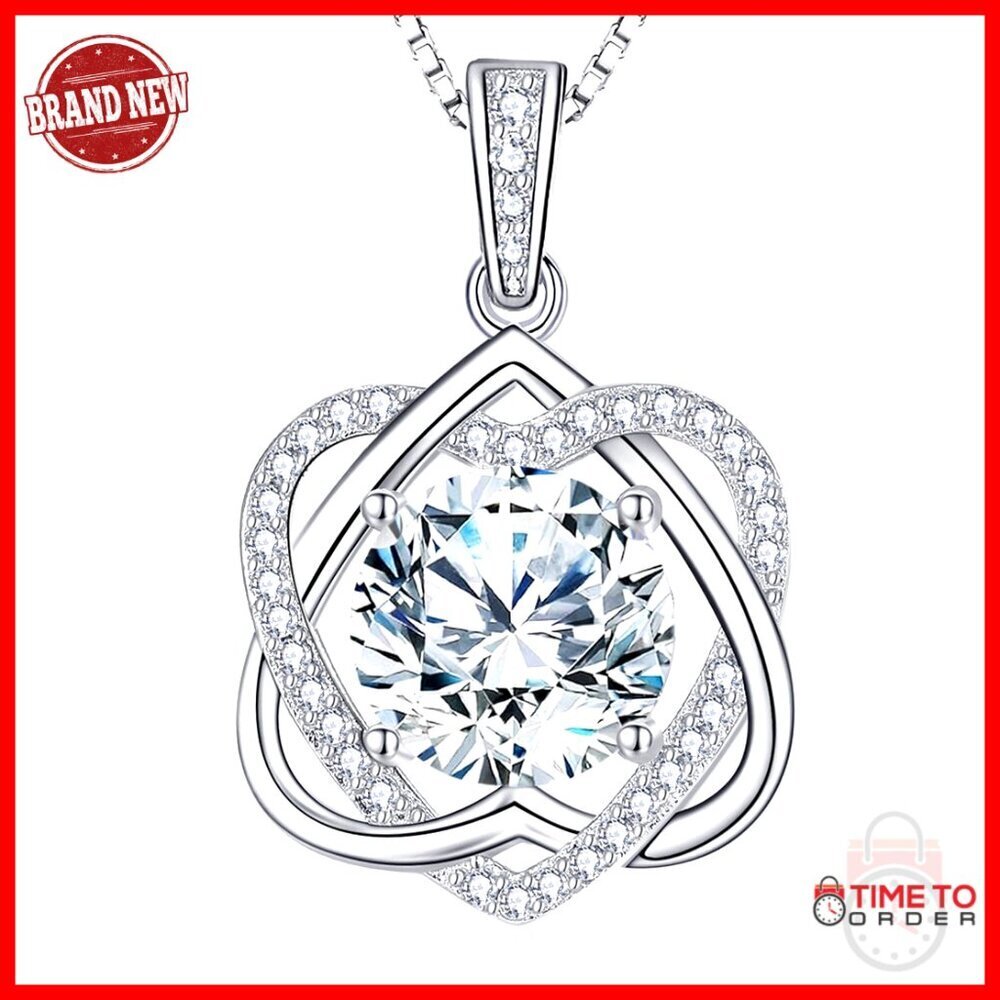 5 Carat Moissanite Heart Pendant Necklace 925 Sterling Silver 20 Inch Chain